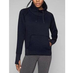 Athleta Jacquard Elevation Pullover Funnel Neck Quilted Black Sweatshirt Medium